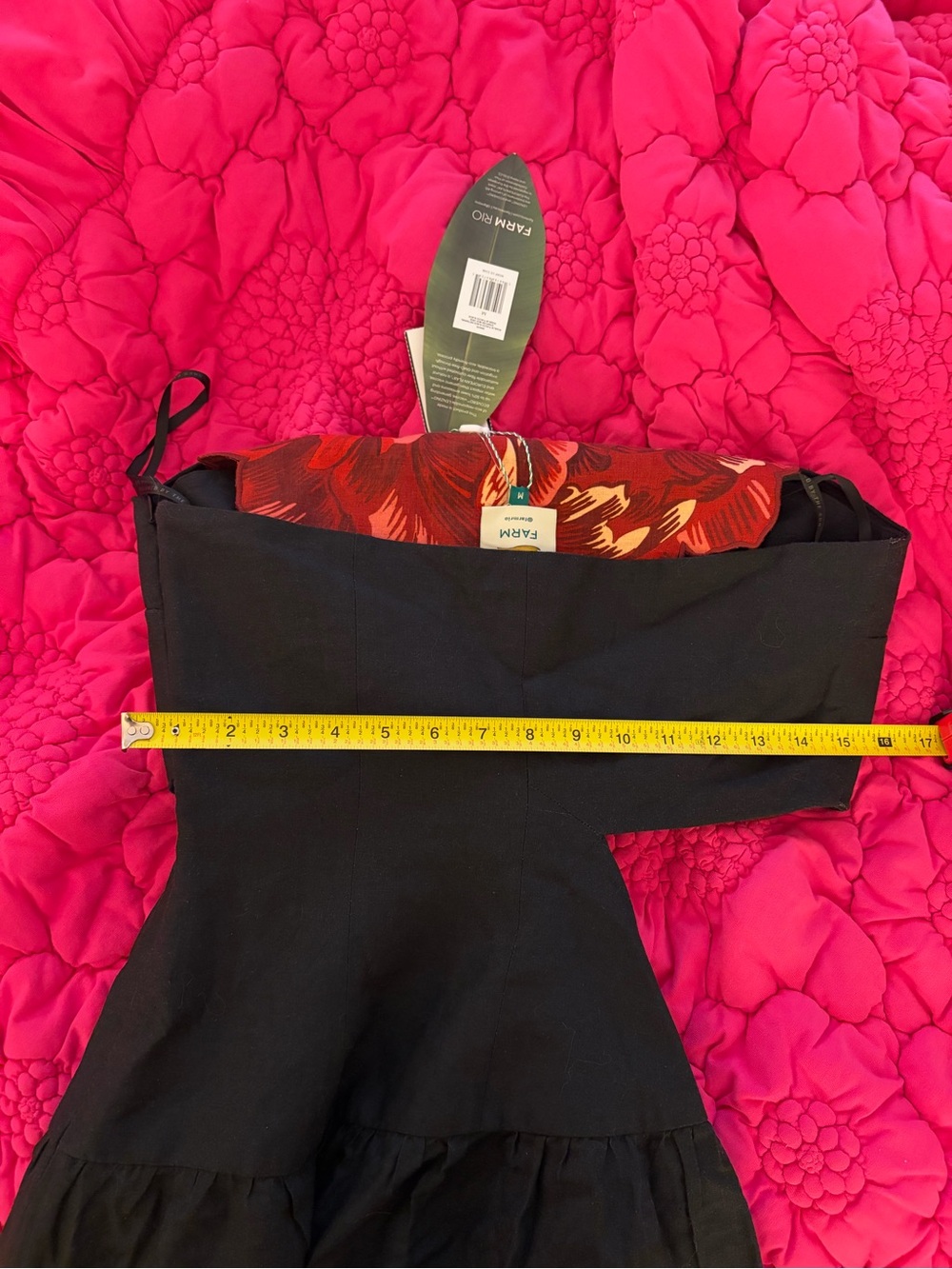 FARM Rio Black Midi Dress with Red Floral Print - Picture 5 of 6